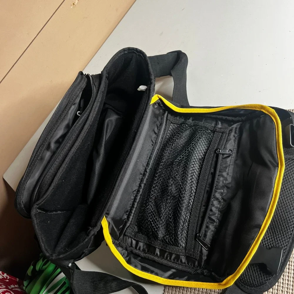 Nikon Camera Messenger Bag Black Yellow Canvas Padded Shoulder Strap Case